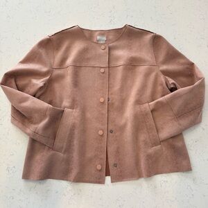 Chico’s Faux Suede Scuba Snakeskin Jacket Office Workwear Size 1 Medium Petite